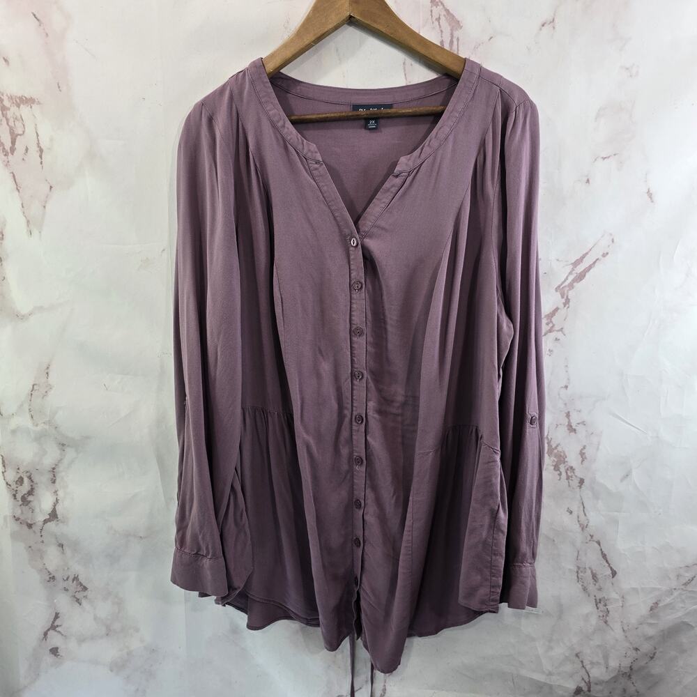 ModCloth Shirt Womens 2X Purple Muave Button Up Blouse Tie Back Mod Cloth